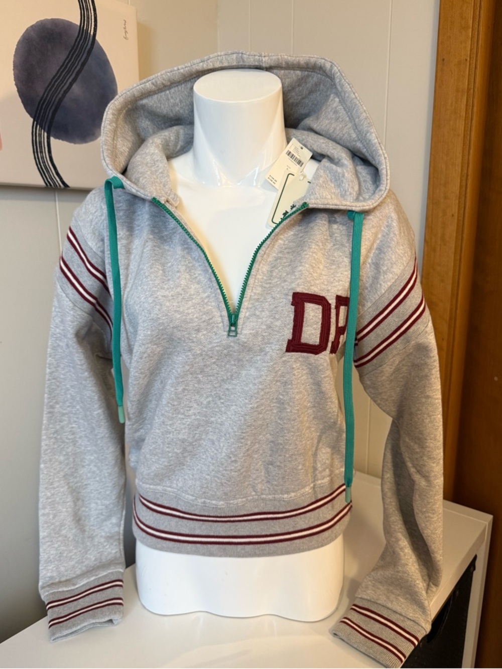 Daily Practice Half Zip Hoodie Small NWT Light Grey Cropped Athleisure